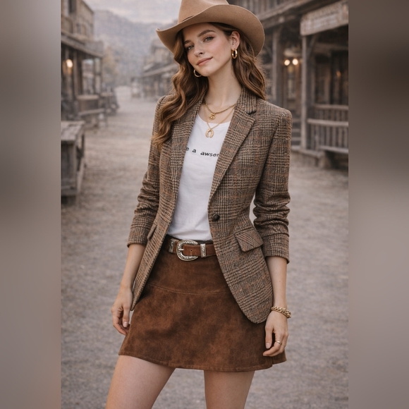 Ebossy Plaid Blazer – New With Tags 🤎.pit To Pit 18" - Picture 3 of 7